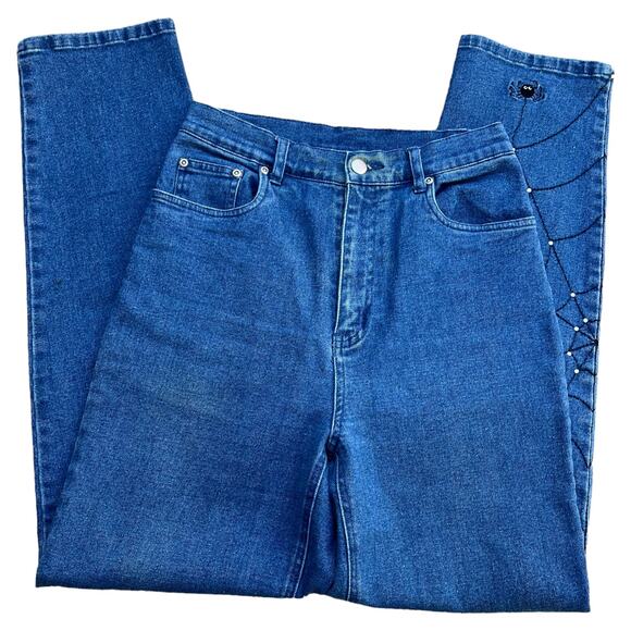 SOLD The Quacker Factory Spider-web Halloween Spooky Jeans Sz 6 - Picture 5 of 7